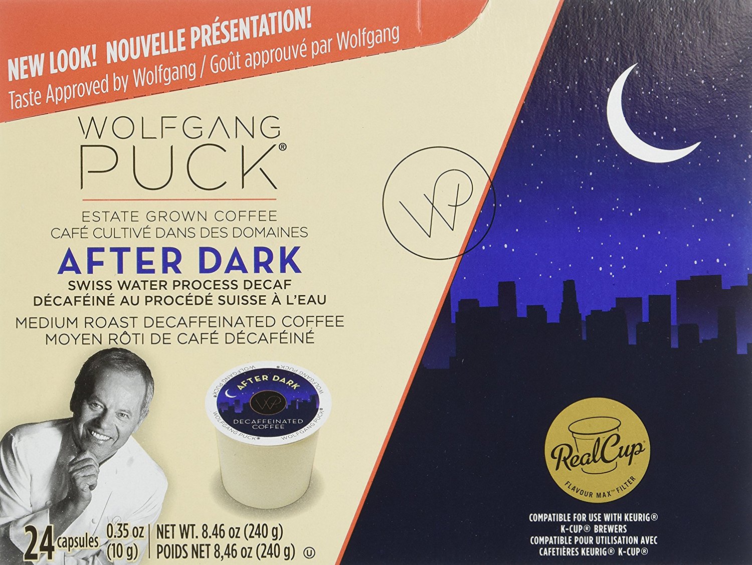 Wolfgang Puck Decaf Coffee for Single Serve Cups, After Dark, 24 Count