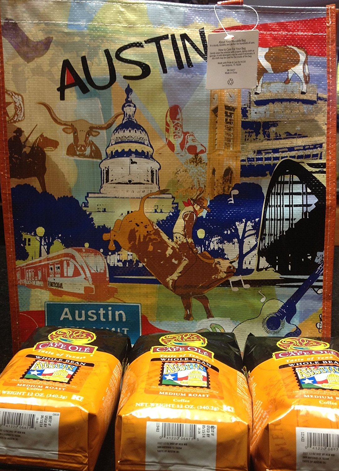 HEB Cafe Ole Whole Bean Coffee 12oz Bag (Pack of 3) (Texas Pecan