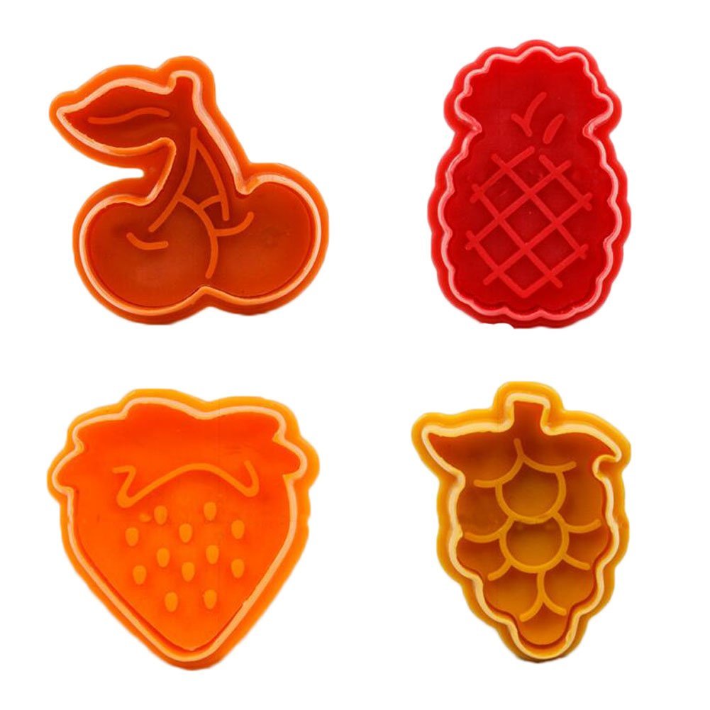 Set of 4 3D Plastic PressandStamp Cookie Cutters Baking Molds free