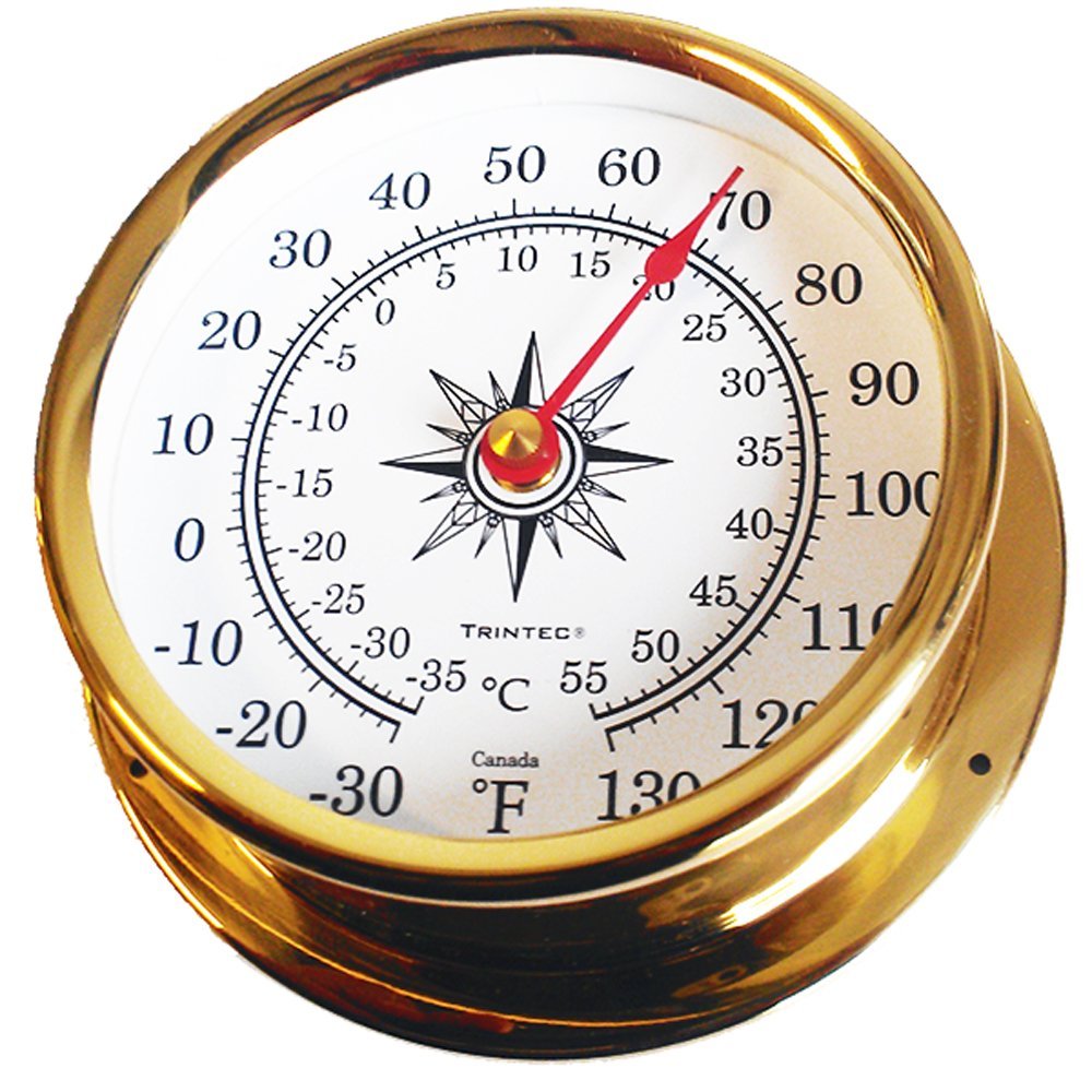 Trintec Omni Weather Station Brass Quartz Clock Thermometer Barometer