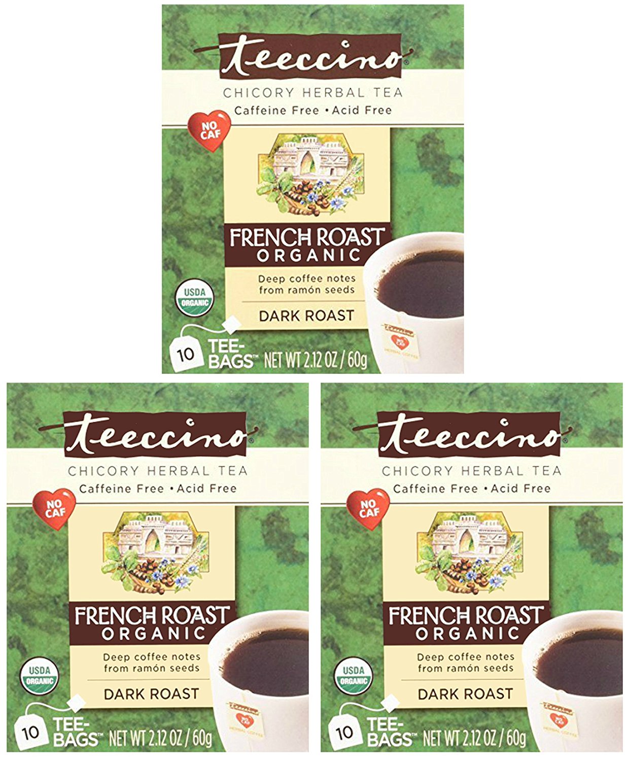 Teeccino Herbal Coffee Herbal Coffee TeeBags French Roast 10 Bags 1Pack N4 free image download