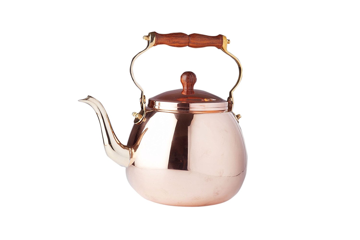 Old Dutch Solid Tea Kettle with Wood Handle, 4Quart, Copper free image