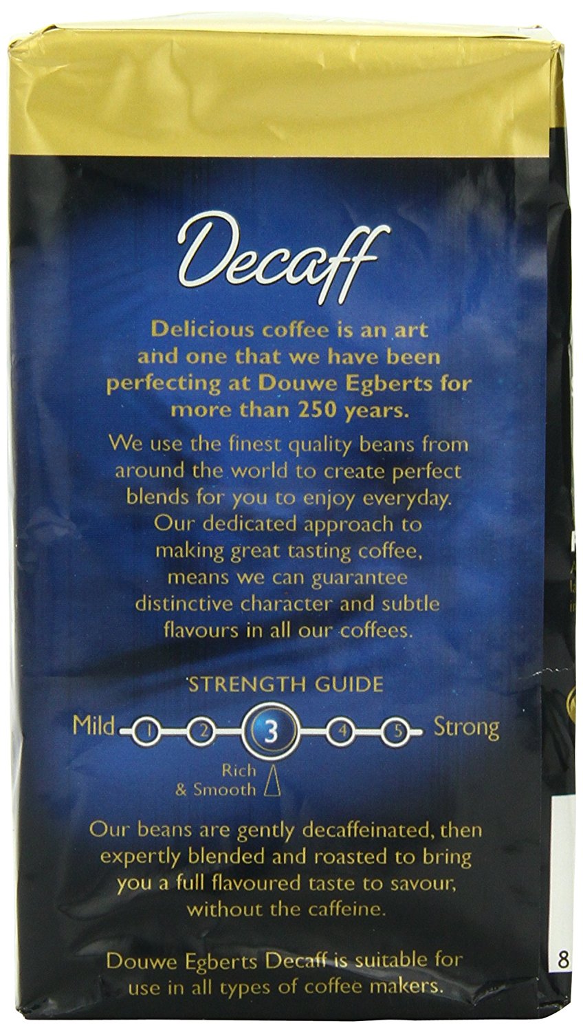 Douwe Egberts Decaf Ground Coffee, Medium Roast, 250Gram Package (Pack