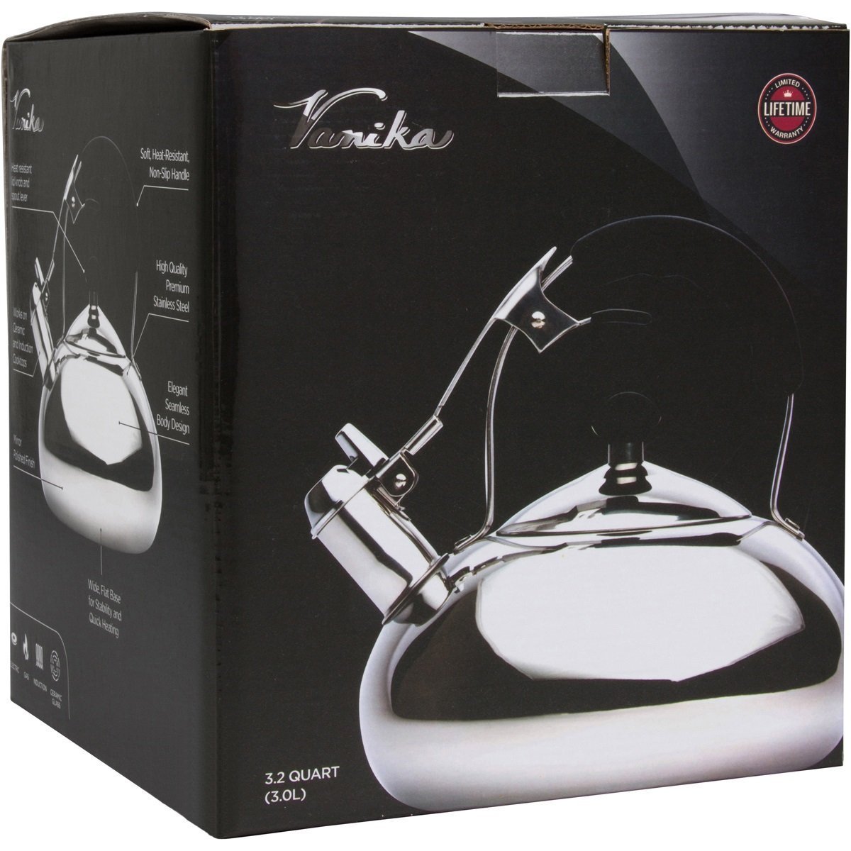 Vanika Stainless Steel Whistling Tea Kettle, 3.2 Quart N2 free image