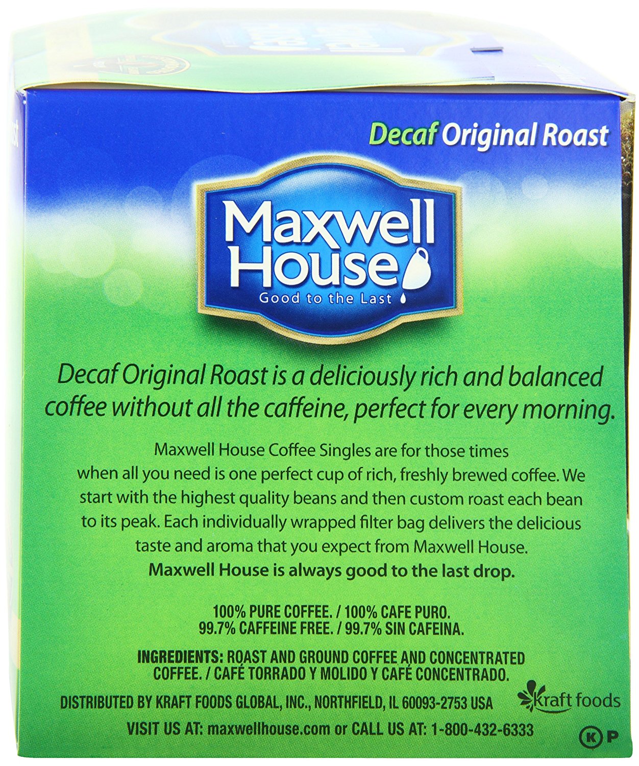 Maxwell House Decaf Original Roast Coffee Singles(Medium), 19Count