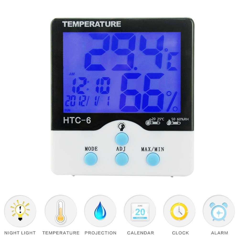 Intsun Wireless Luminous Large LCD Display Screen Indoor Thermometer