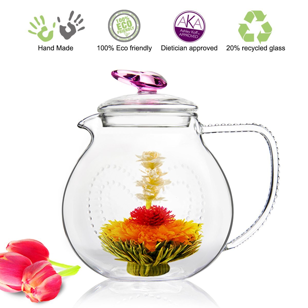 Teapot Set Flowering Tea Glass Teapot Gift Set Harmony 42 Oz / 1242 Ml