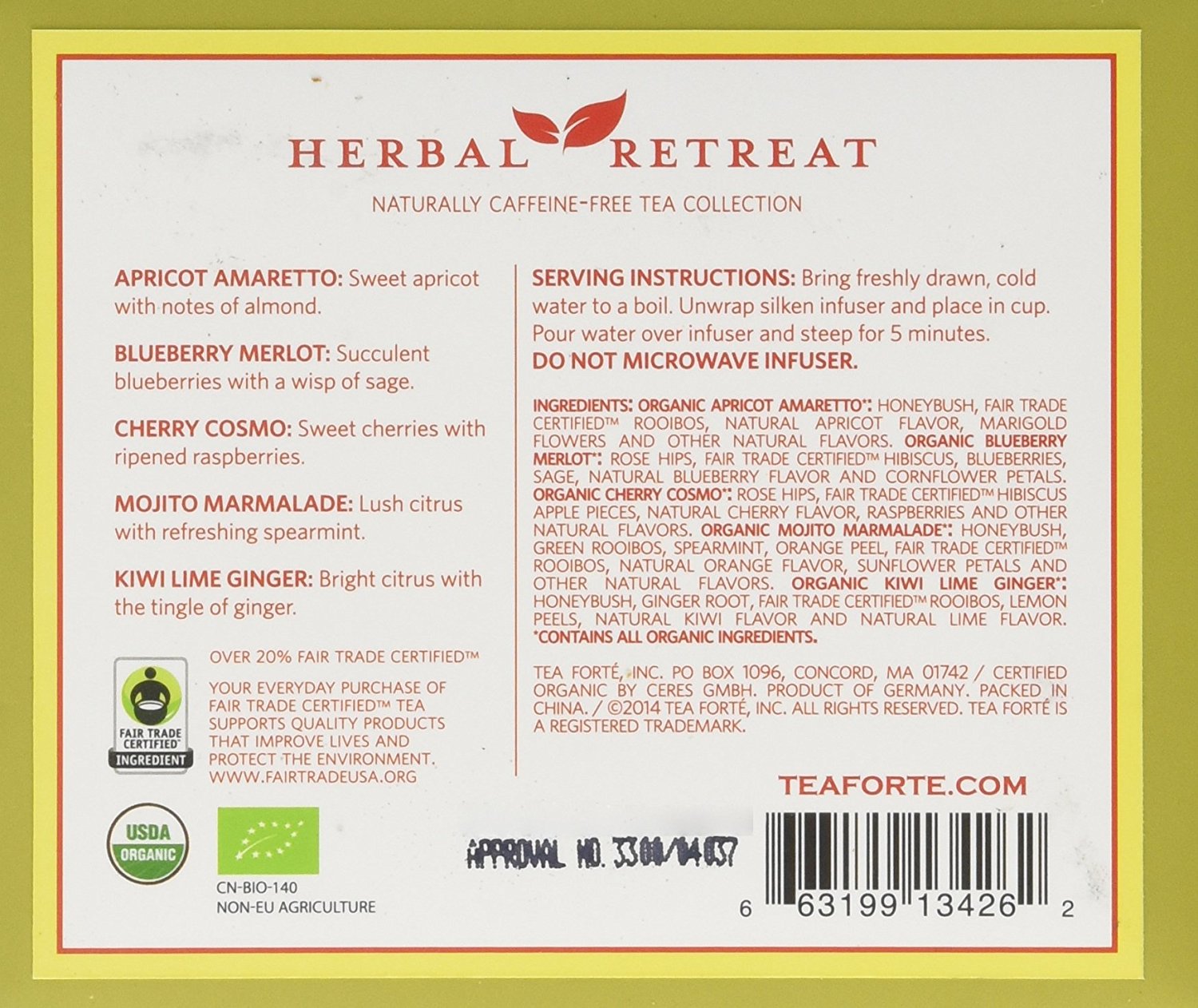 Tea Forté HERBAL RETREAT Petite Presentation Box with 10 Handcrafted