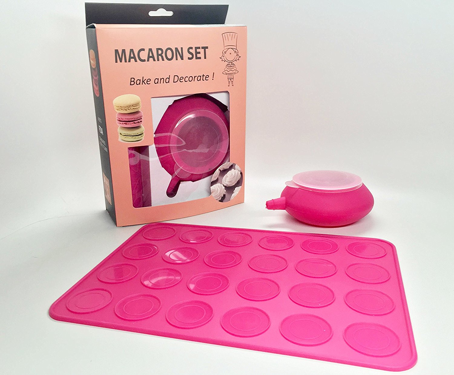 New JJMG French Macaroon Baking Set Tube Silicone Piping Pot Kit 4