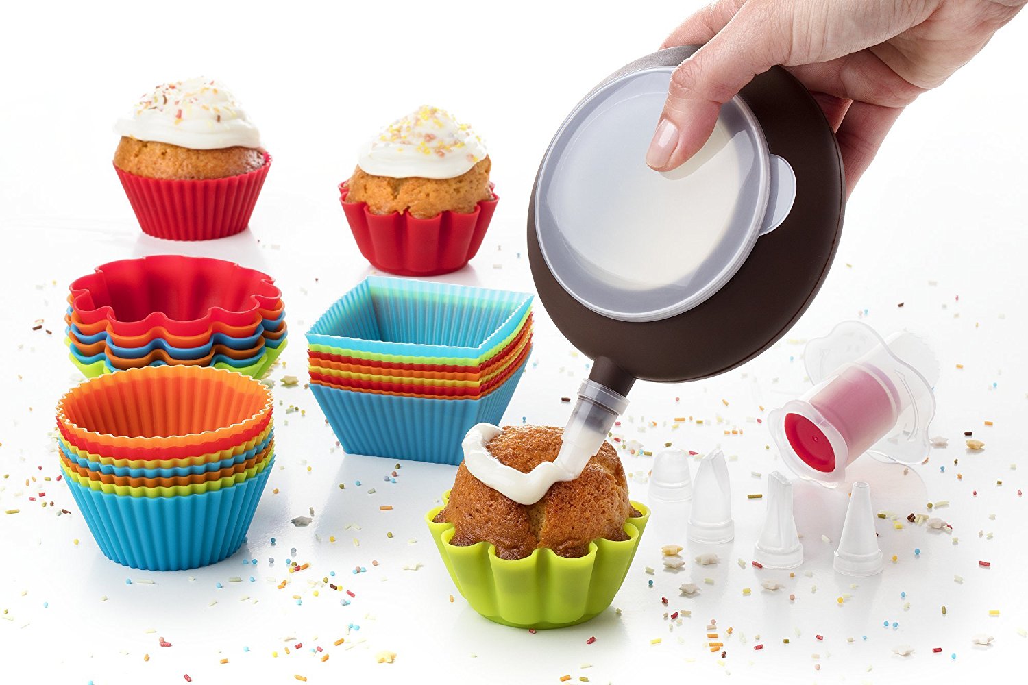 Cupcake Liners Complete Set Pack of 24 Muffin Cake Molds Silicone Cups