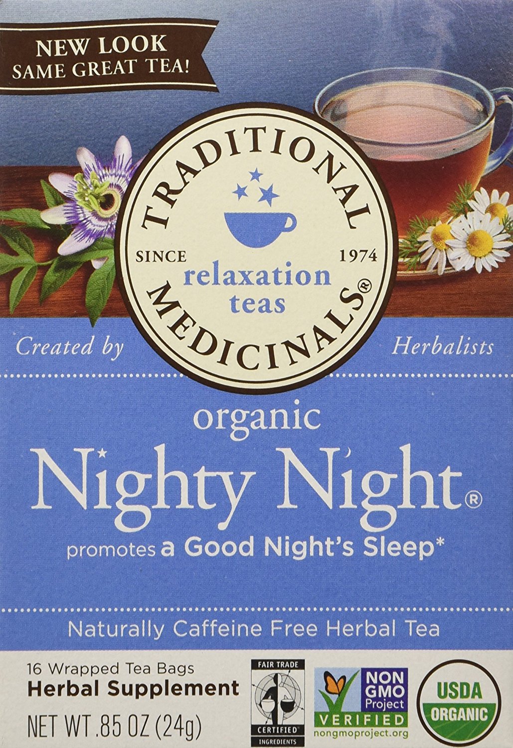 Traditional Medicinals Organic Fair Trade Certified Nighty Night Herbal Wrapped Tea Bags 16 ct