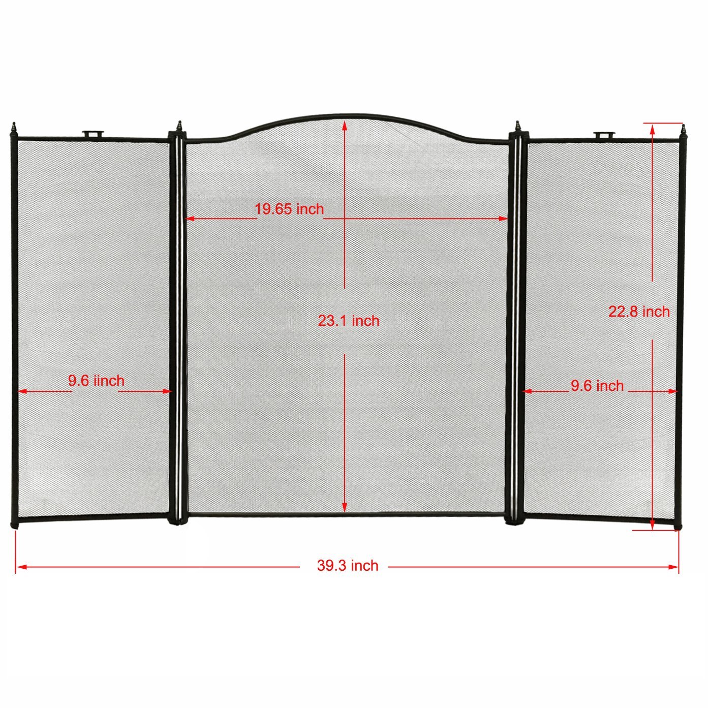 Amagabeli 3panel Basic Wrought Iron Arch Fireplace Screen Iron Fire