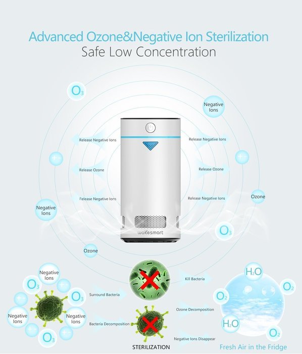 Wokesmart Refrigerator Deodorizer, Ionizer Air Purifier, Fridge Ionic