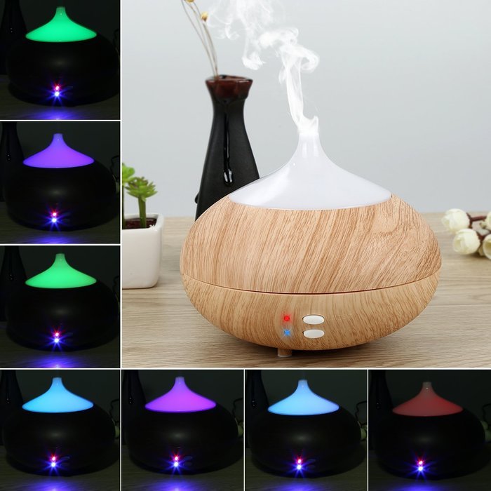 Oobest Wood Grain Aroma Essential Oil Diffuser Humidifier300ML