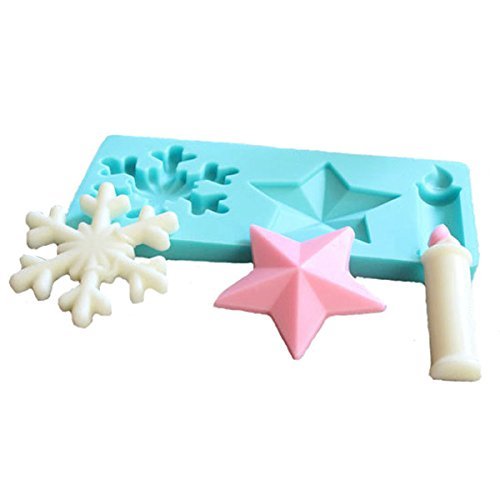"3D Snowflake Star Candle Silicone Mold Chocolate Mould Decorating Tool