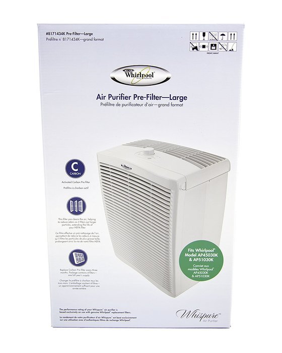 Whirlpool 8171434K Large Air Purifier Carbon PreFilters, 4Pack N3