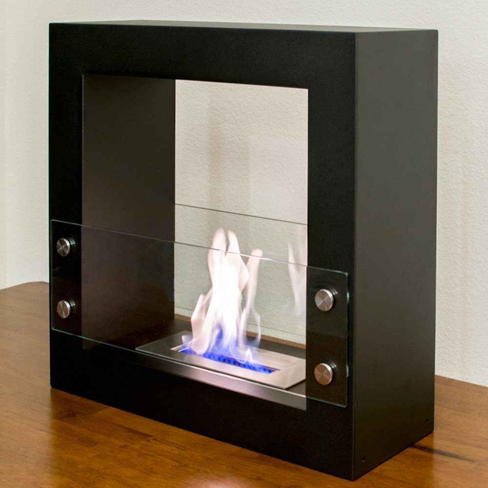 Genoa Freestanding Ventless Ethanol Fireplace. Tempered Safety Glass