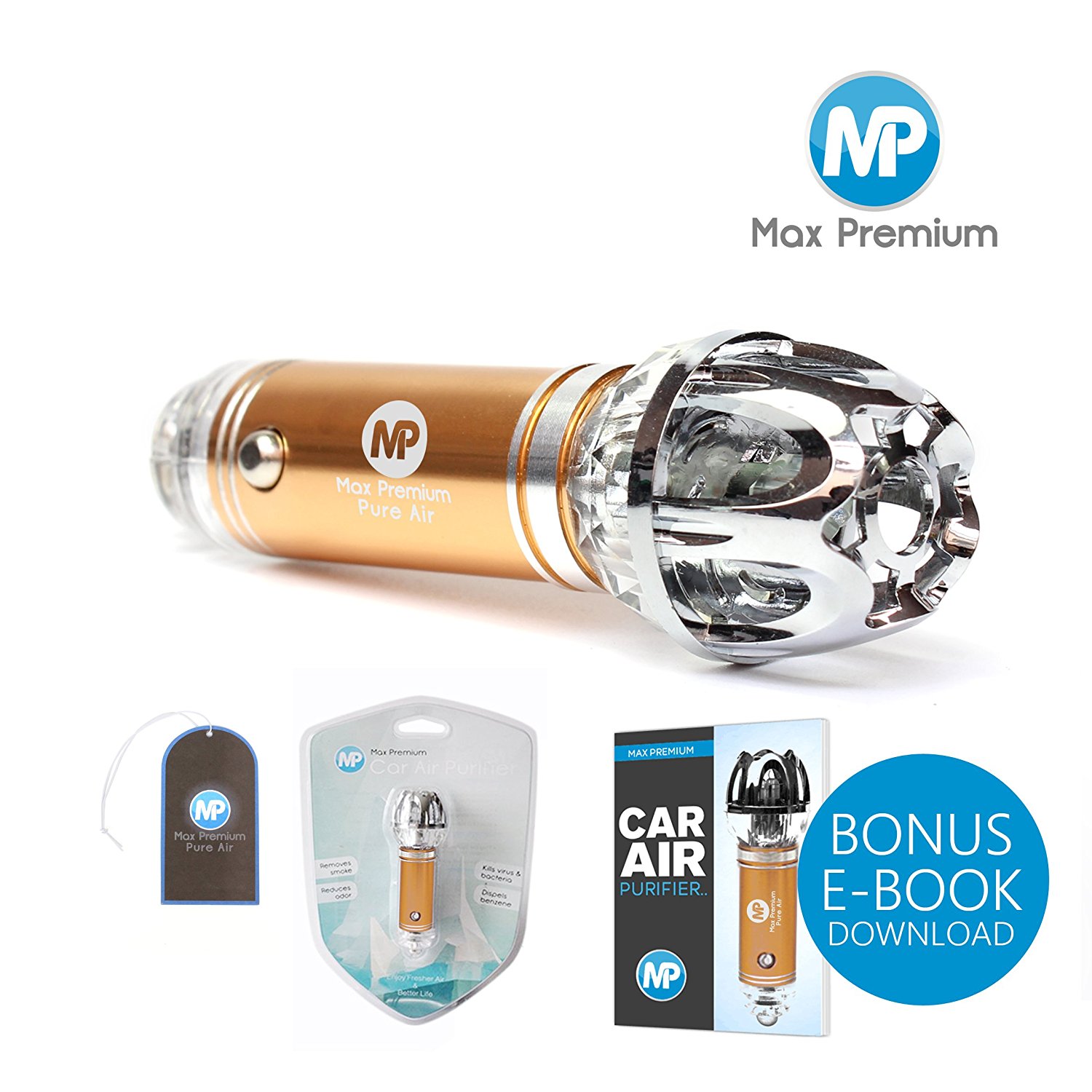 Auto Ionizer, Car Air Purifier Plus BONUS Car Air Freshener + eBOOK by