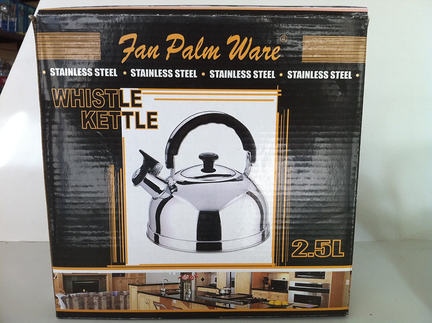 Fan Palm Ware Stainless Steel Whistling Tea Pot Kettle 2.5 Liter N4
