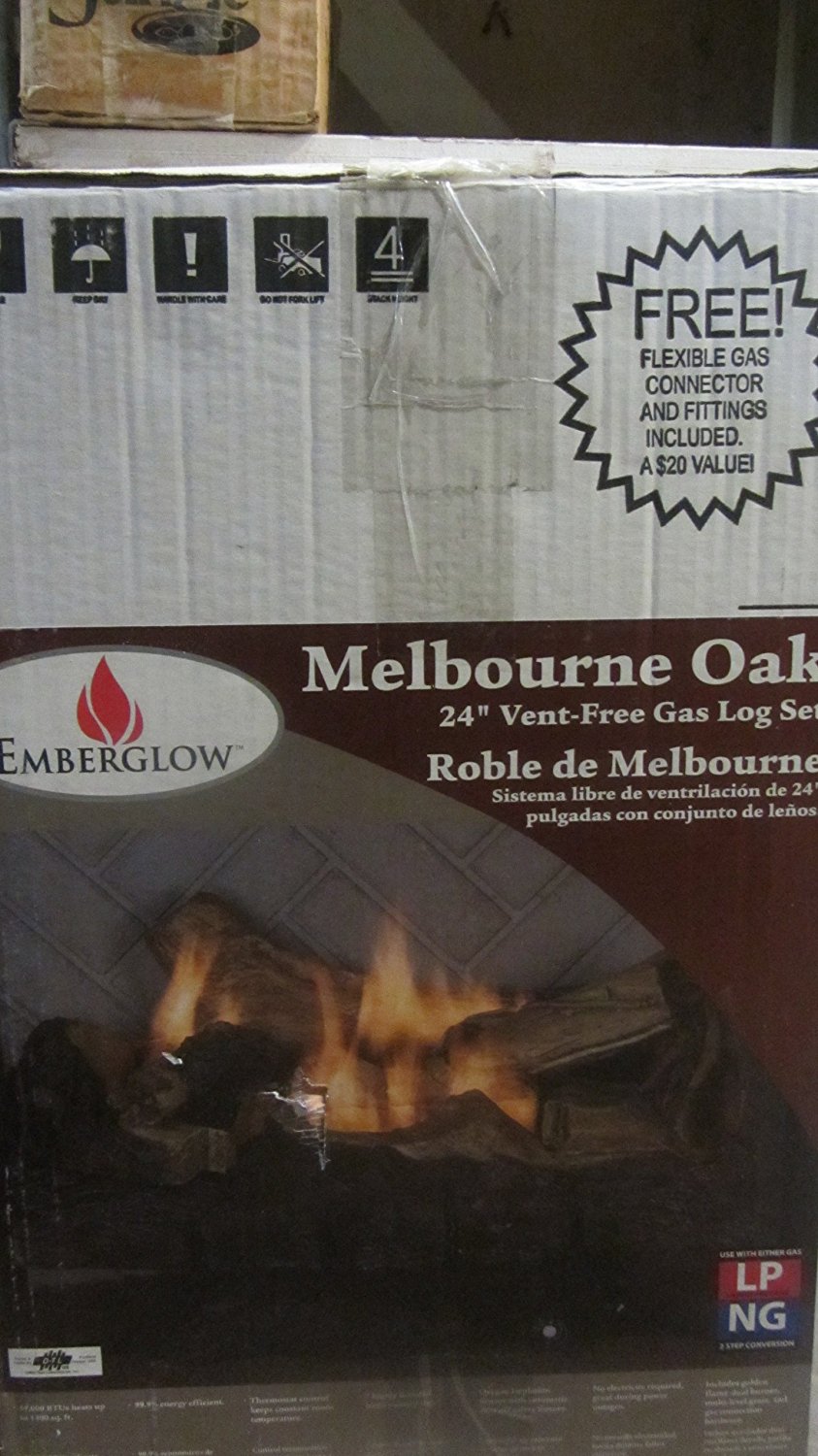 Emberglow Melbourne Oak 24 in. VentFree Propane Gas Fireplace Logs