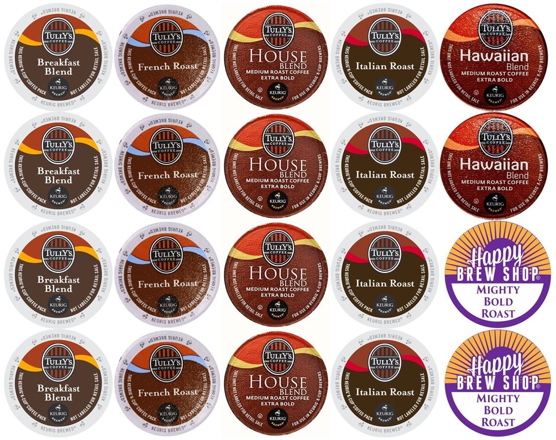 20count TULLY’S COFFEE KCup Variety Sampler Pack, SingleServe Cups