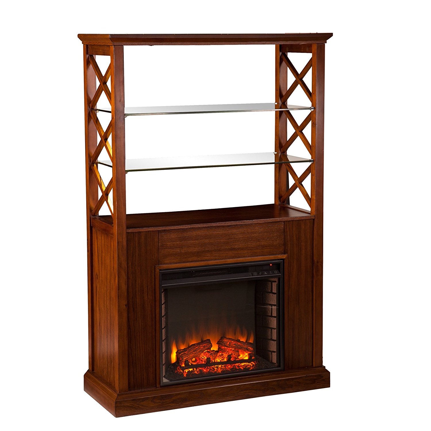 Gentry Electric Fireplace Curio Tower Oak Saddle N2 free image download