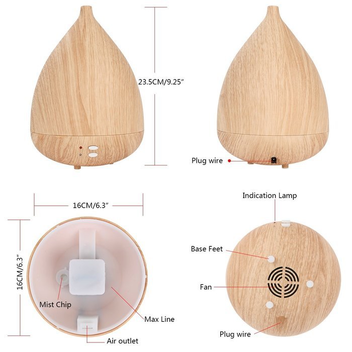 Oobest Wood Grain Essential Oil Diffuser Humidifier300ML Diffuser Cool