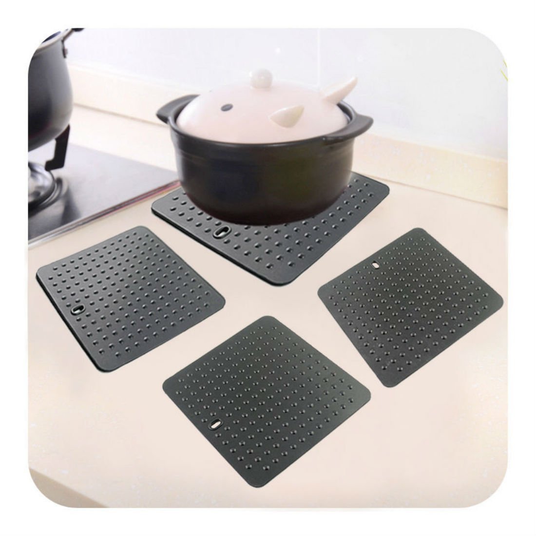 3PCS/Lot NonStick Silicone Dots Pan Hot Pads Baking Cooking Dish Mat