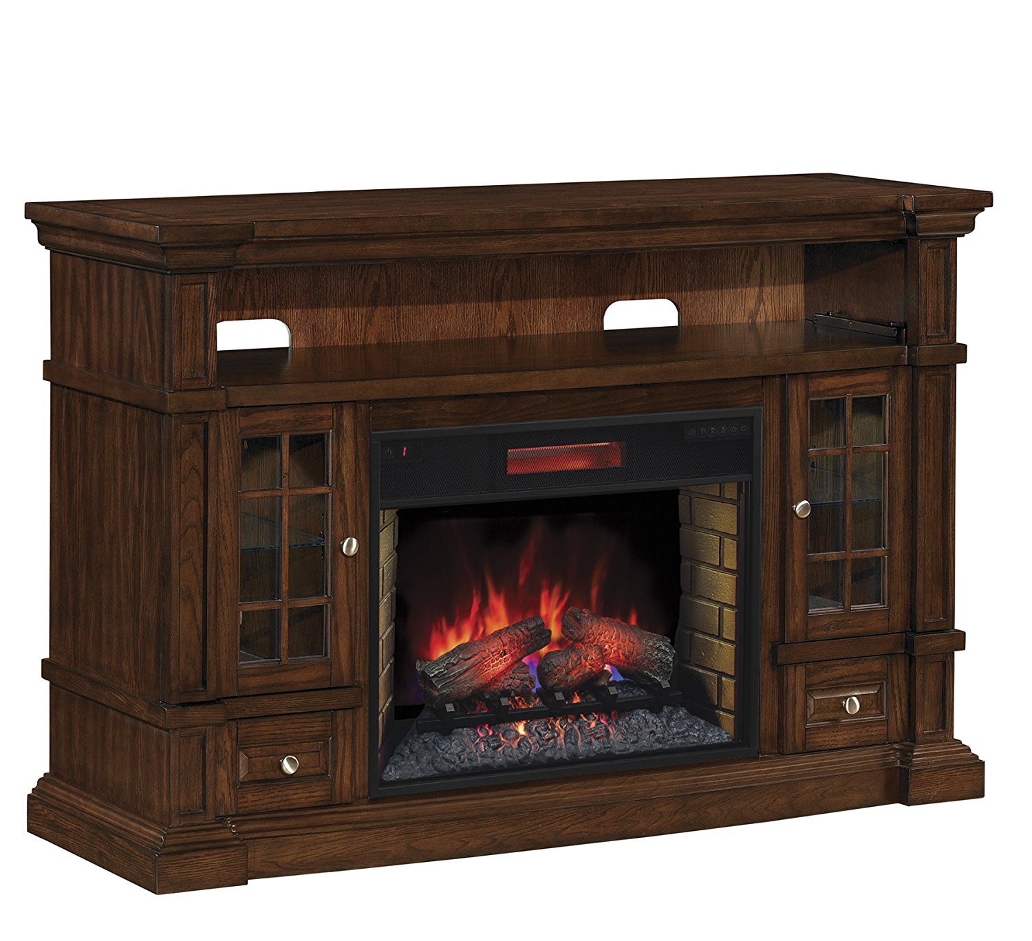 ClassicFlame 28MM6240O128 Belmont TV Stand for TVs up to 65", Caramel Oak (Electric Fireplace