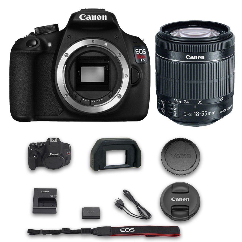 Canon T5 DSLR Camera + 1855mm IS II Lens + All Original Accessories