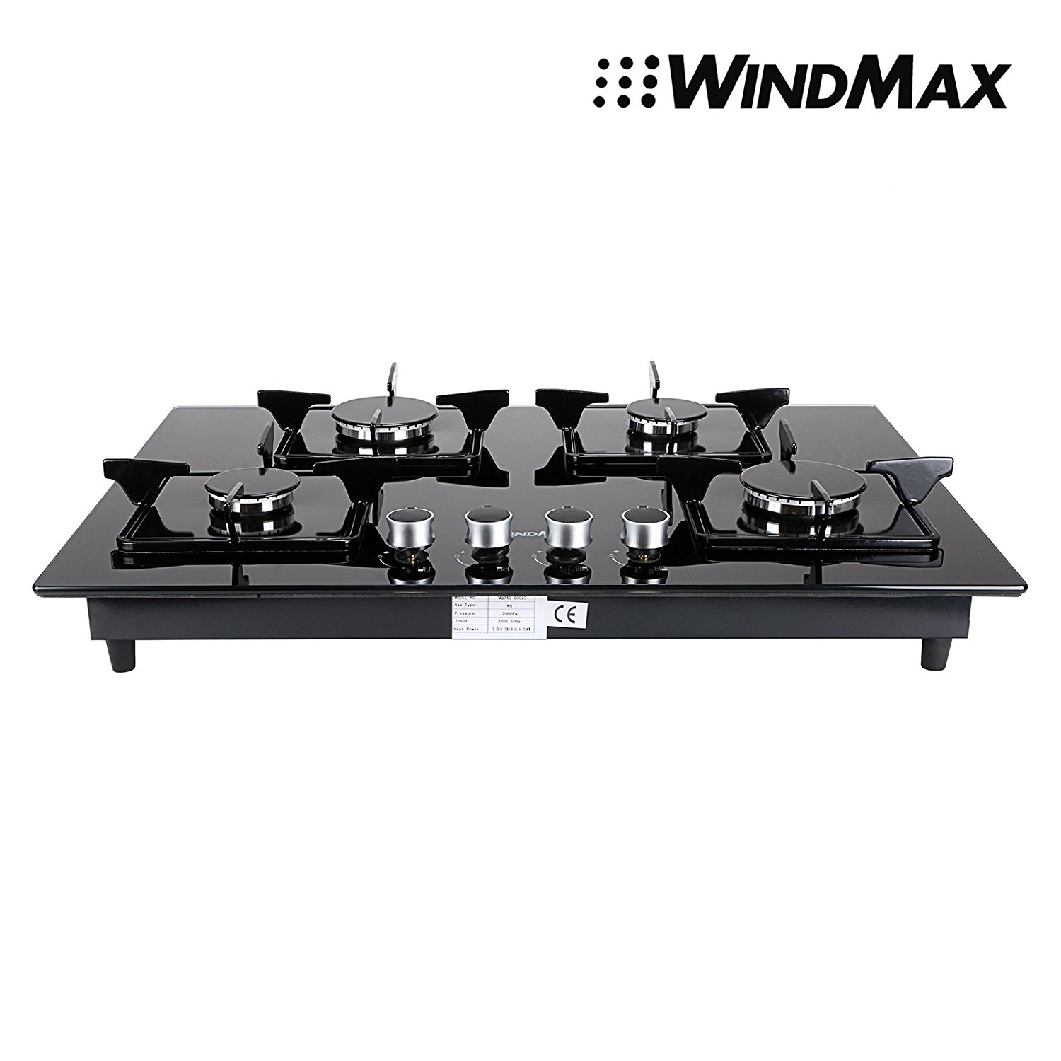 Euro Style 28" Black Glass 4 Burner BuiltIn Stove NG Natural Gas