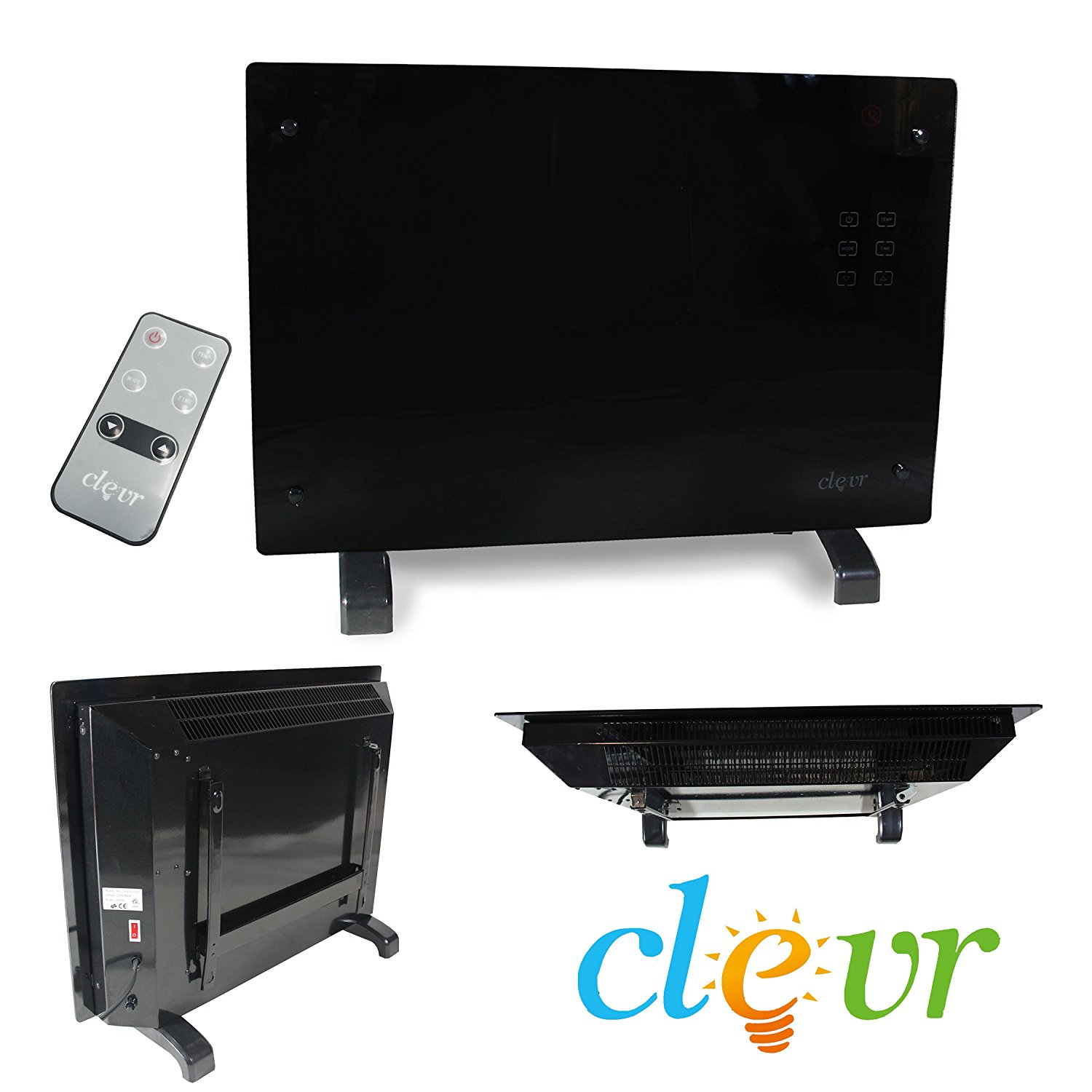 1500W 28" LCD Glass Panel Heater Silent Energy Saving Compact Wall