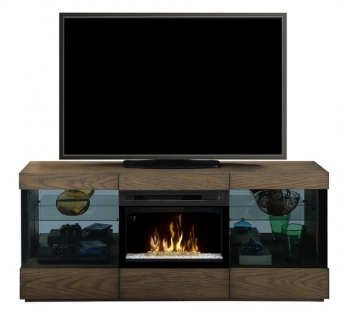 Dimplex Axel Electric Fireplace TV Stand with Acrylic in Raked Sand N2