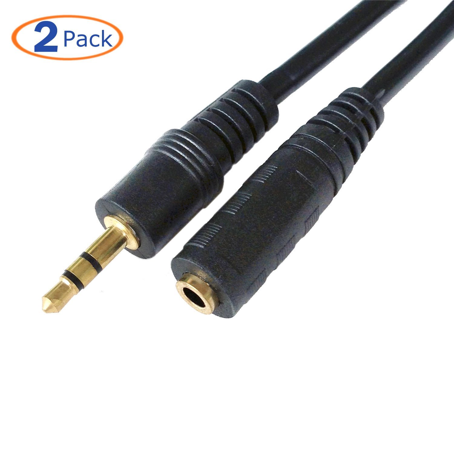 Conwork 2Pack 3.5mm Universal Gold Plated Male to Female Extension