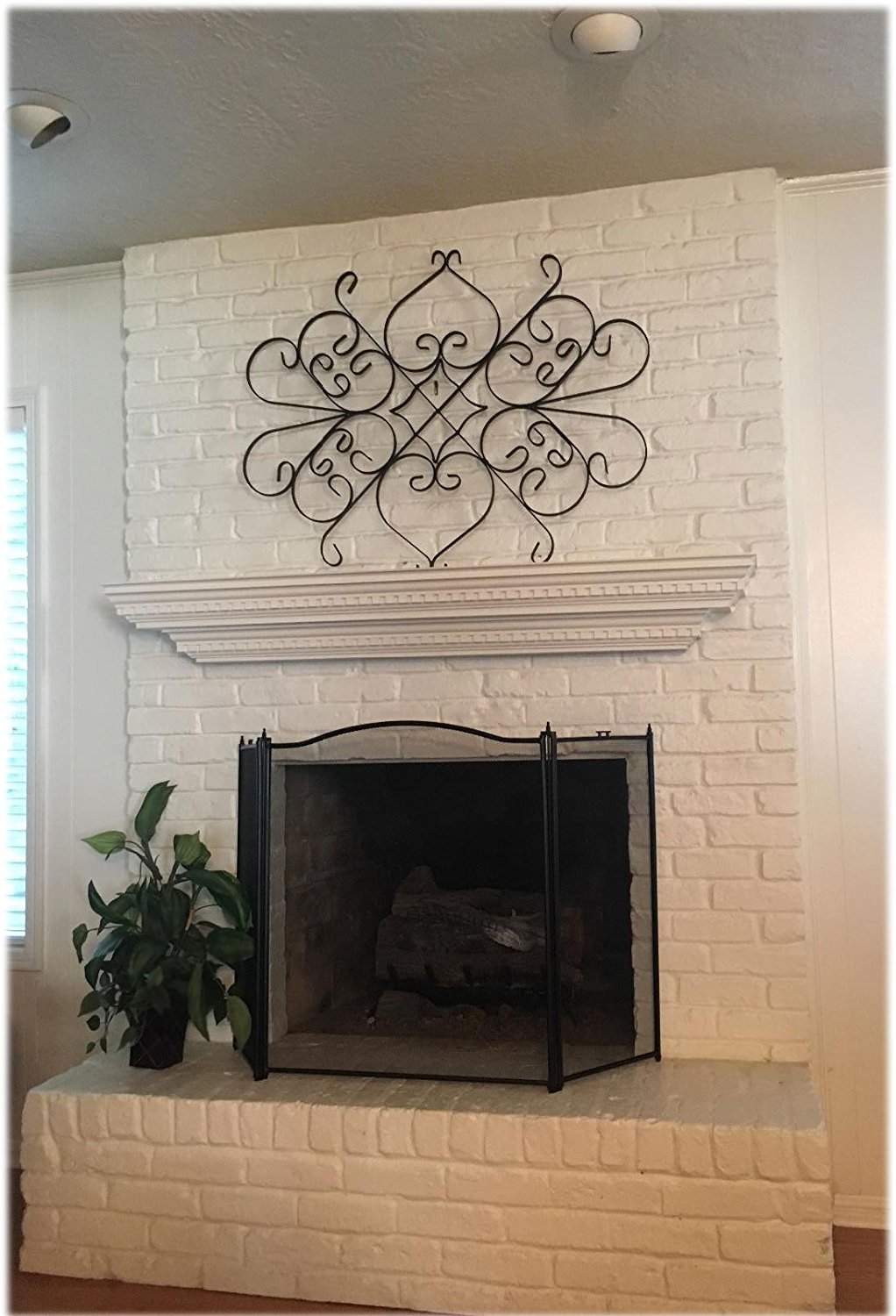 Amagabeli 3panel Basic Wrought Iron Arch Fireplace Screen Iron Fire