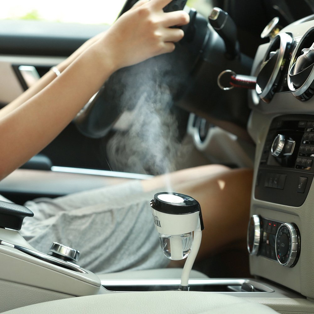 Car Humidifier,2 USB Ports Aroma Humidifier, Power Protection Car Air