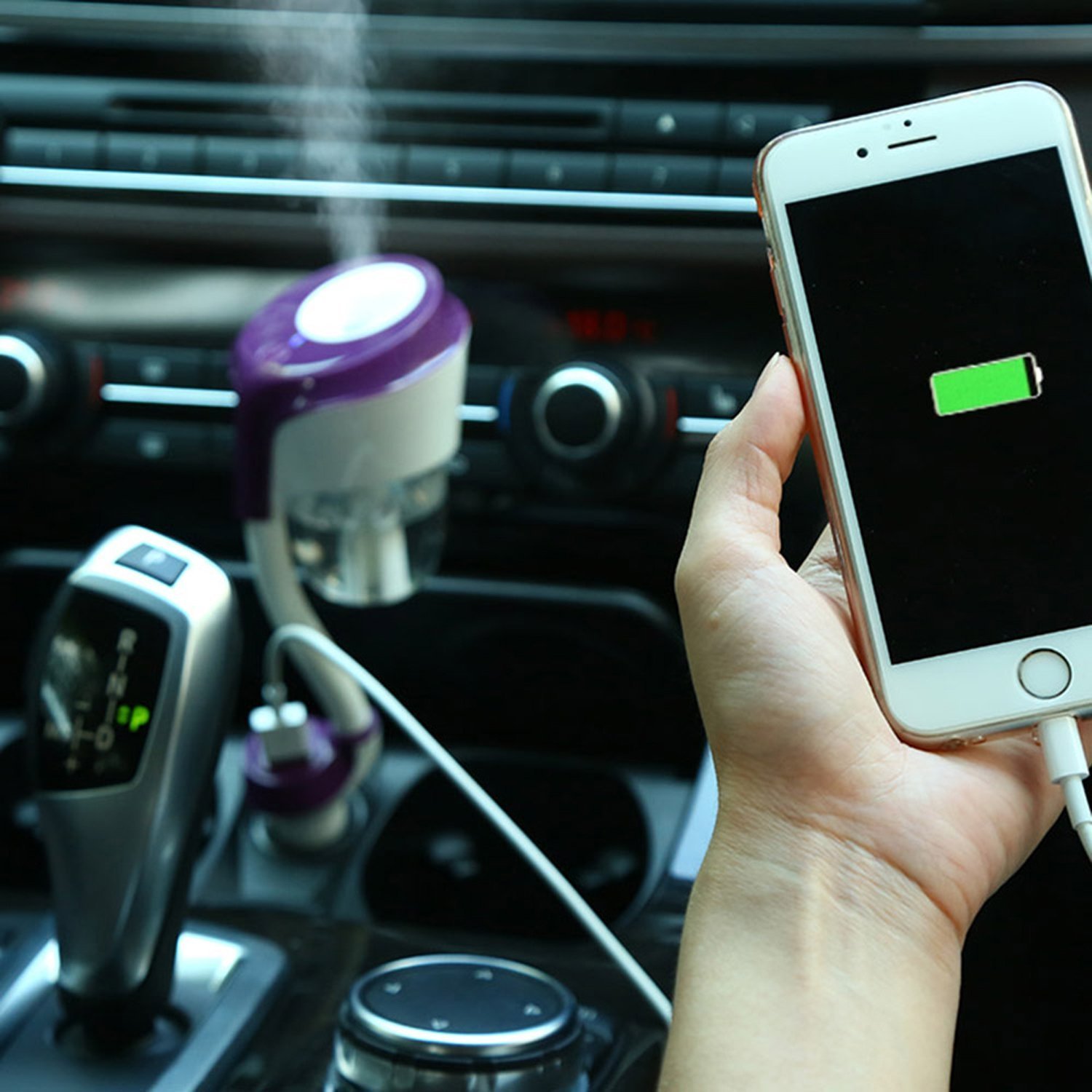 Car Humidifier,2 USB Ports Aroma Humidifier, Power Protection Car Air