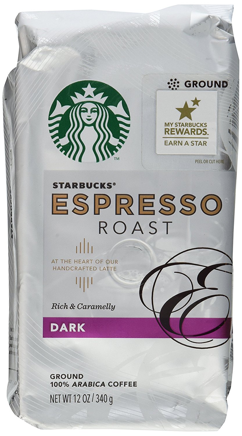 Starbucks, Dark Roast, Espresso Roast Ground Coffee, 12oz Bag (Pack of