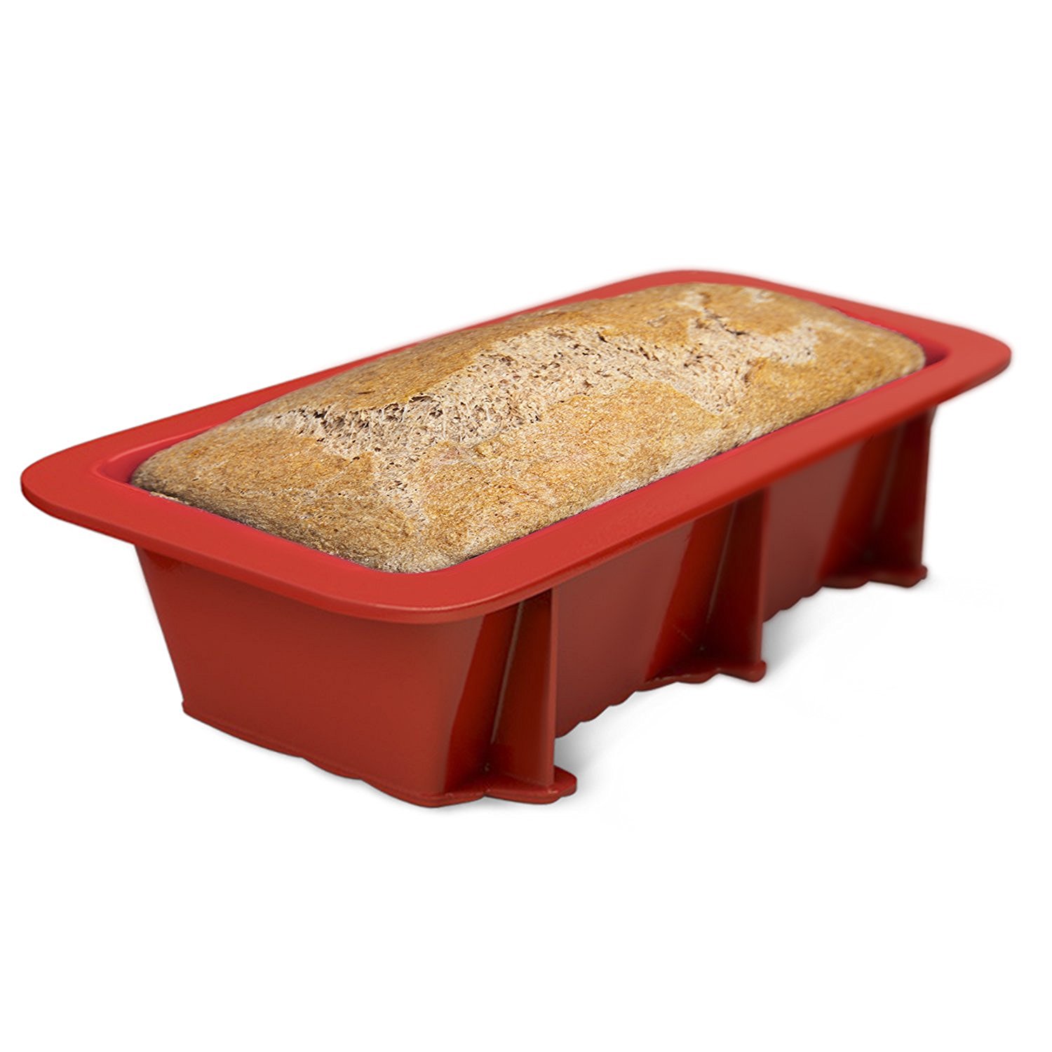 Silicone Bread and Loaf Pan Set of 2 Red, Nonstick, Commercial Grade Plus Bread Recipe Ebook N2