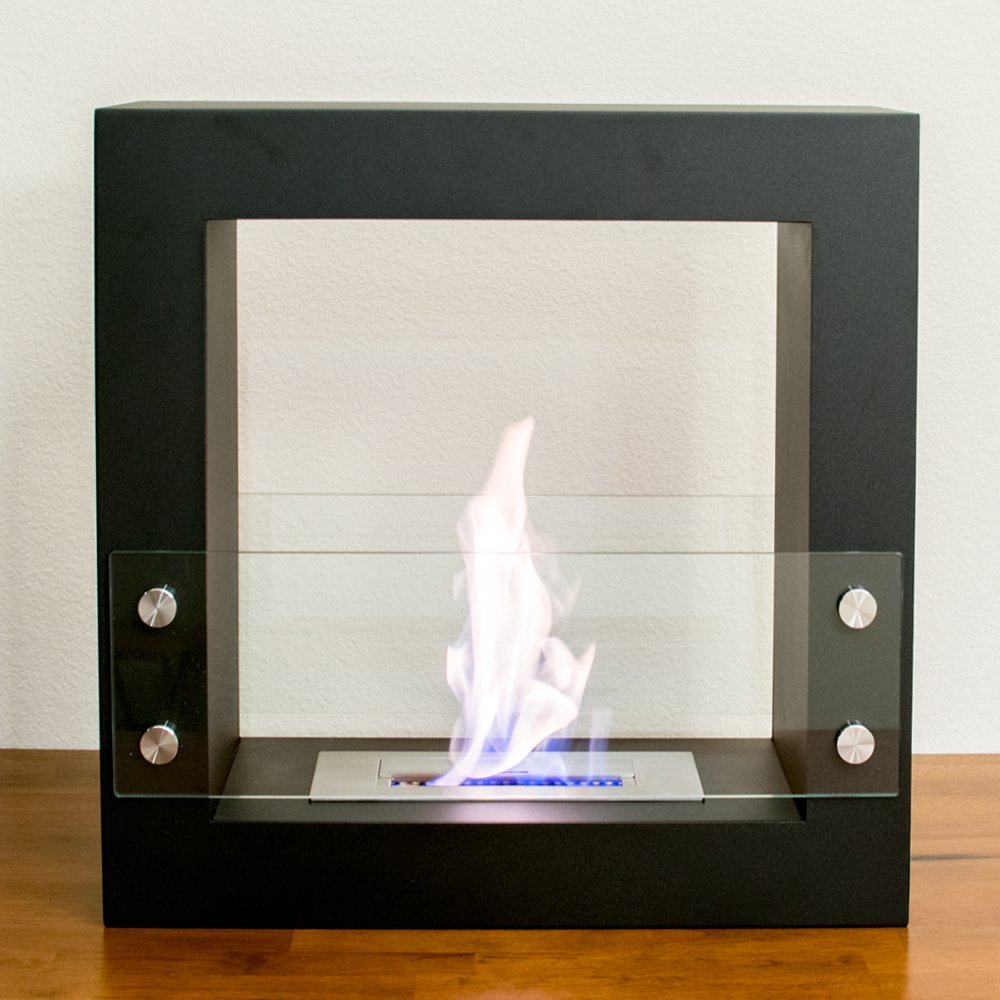 Genoa Freestanding Ventless Ethanol Fireplace. Tempered Safety Glass