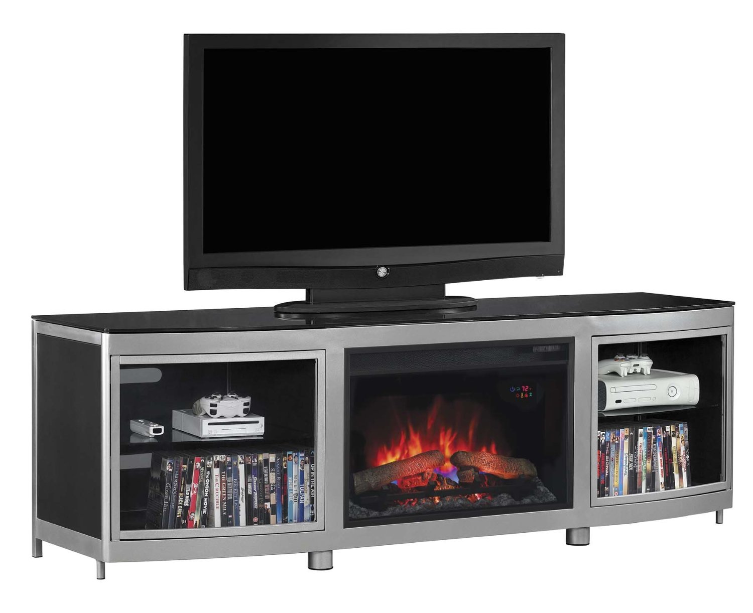 ClassicFlame 26MM9313D974 Gotham TV Stand for TVs up to 80", Silver
