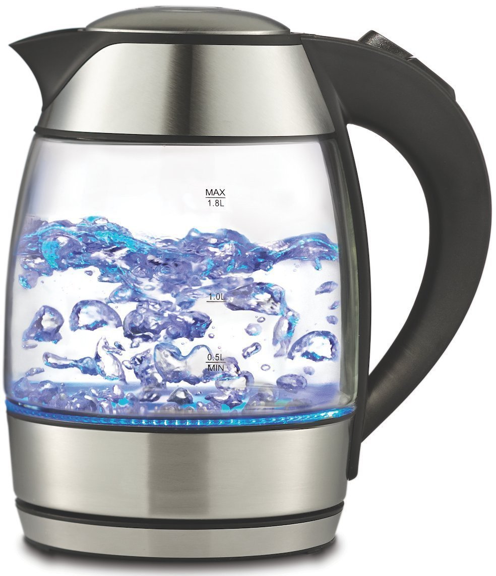 Royal 1.7L Cordless Glass Electric Hot Water Tea Kettle Blue LED