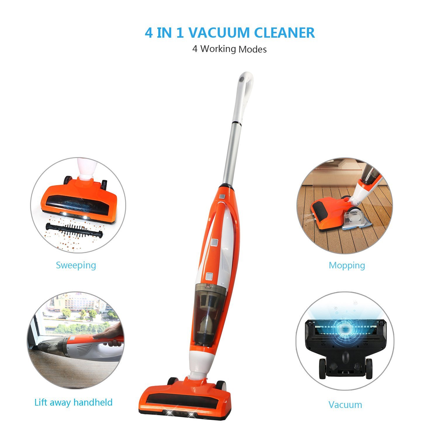 FINE DRAGON 3in1, 3+1 Functions New Cordless Upright Stick Vacuum