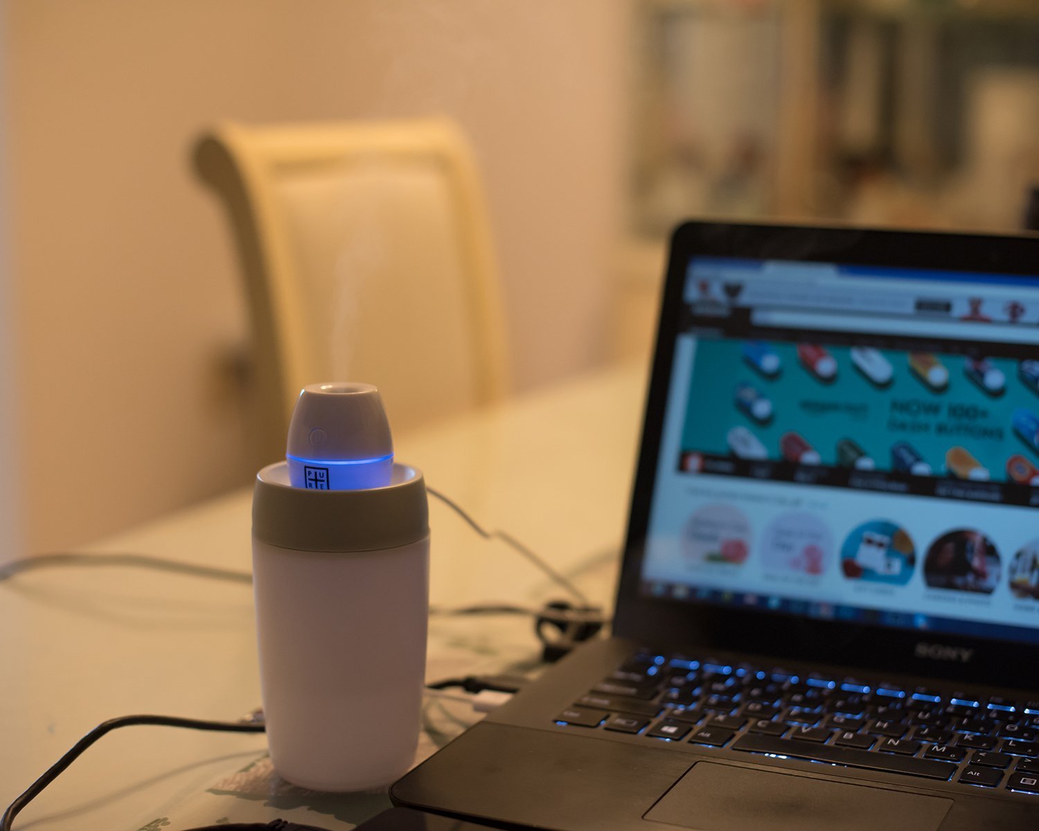 Pure+ Mini Humidifier Skin Care / Respiratory Health / Cool Mist Air Gentle & Safe for Baby