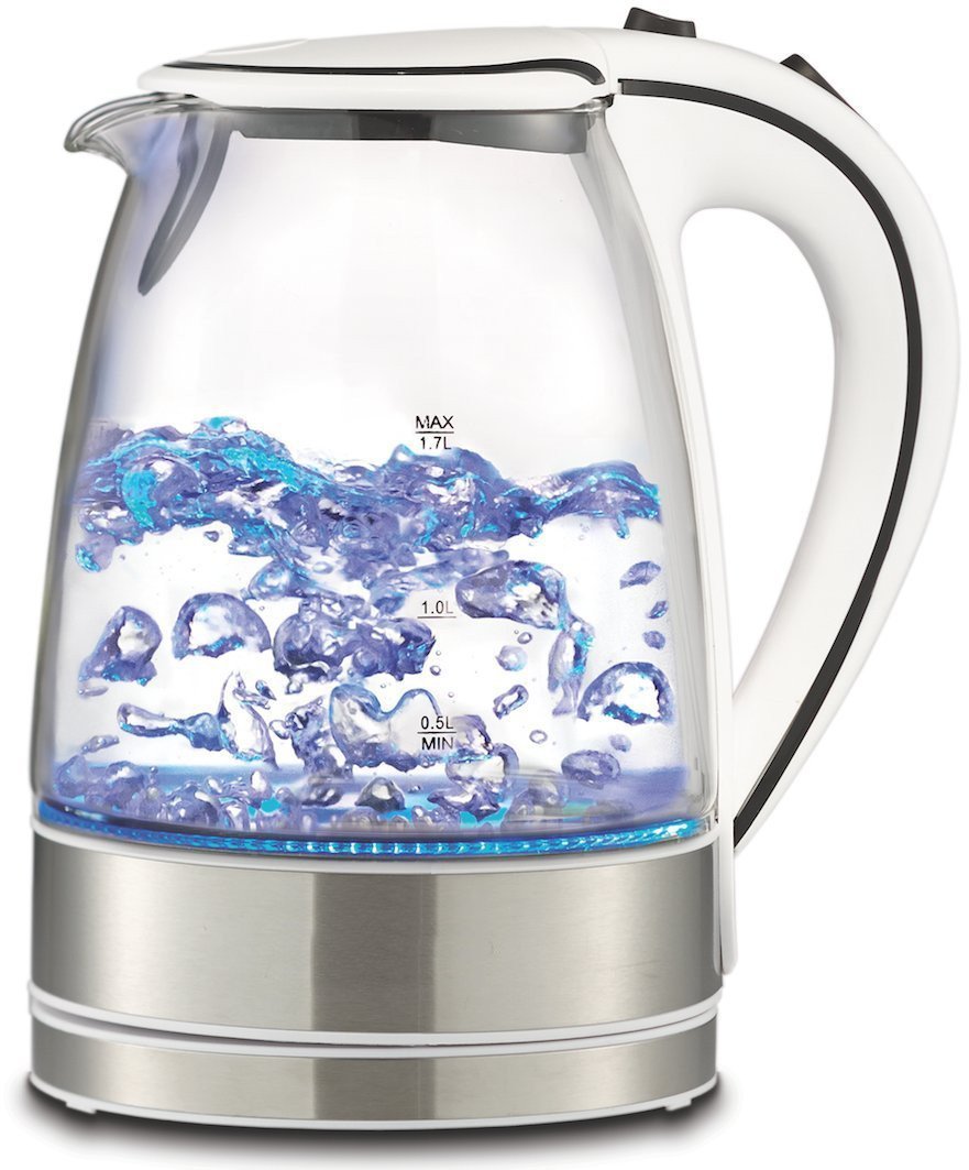 Royal 1.7L Cordless Glass Electric Hot Water Tea Kettle Blue LED