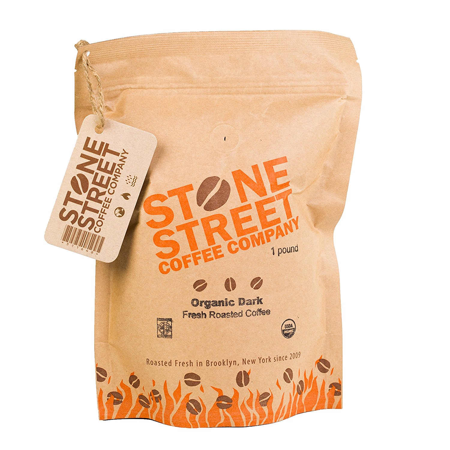 Stone Street Coffee Dark Roast Organic Whole Bean Coffee, 1 lb. Bag