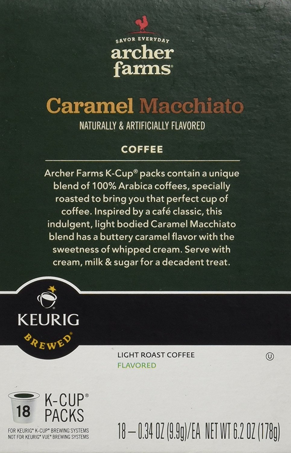 18 KCup Archer Farms Keurig Coffee Caramel Macchiato, Light Roast