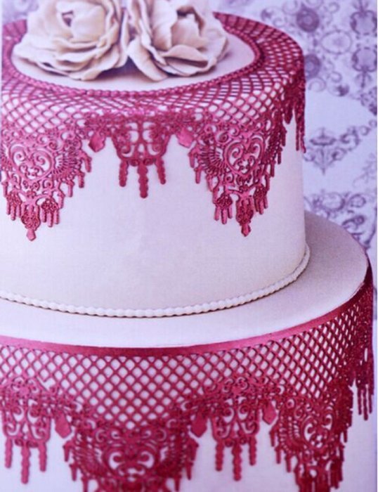 Castle Cake Lace Mat Sugar Lace Pad Cake Brim Decoration Silicone Mold