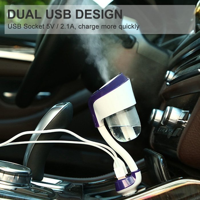 Topist Car Humidifier, Dual USB Charger Port Essential Oil Aroma