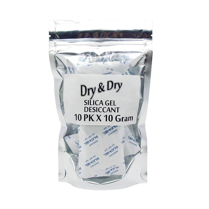 10gm Pack of 10 "Dry&Dry" Silica Gel Packets Desiccant Dehumidifier